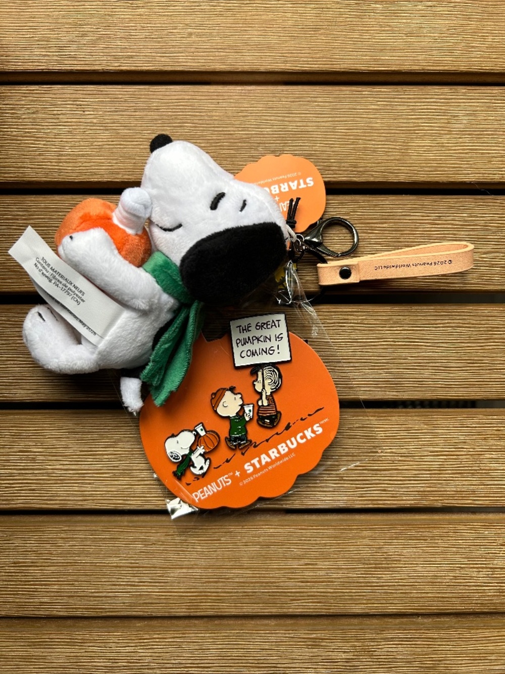Starbucks x Peanuts Snoopy Pumpkin Bag Charm + Great Pumpkin Pin Set NWT